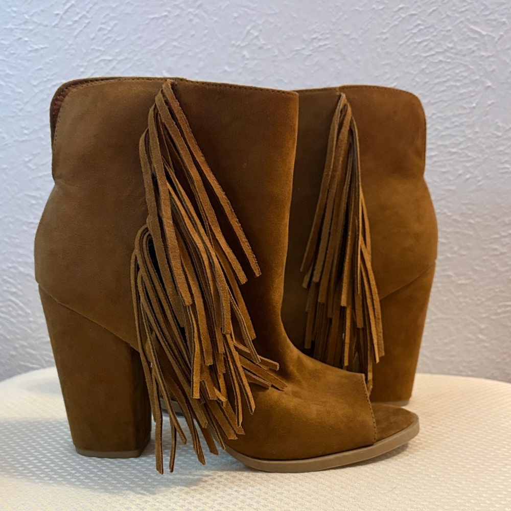 DV by Dolce Vita Tan Fringe Heeled Boots